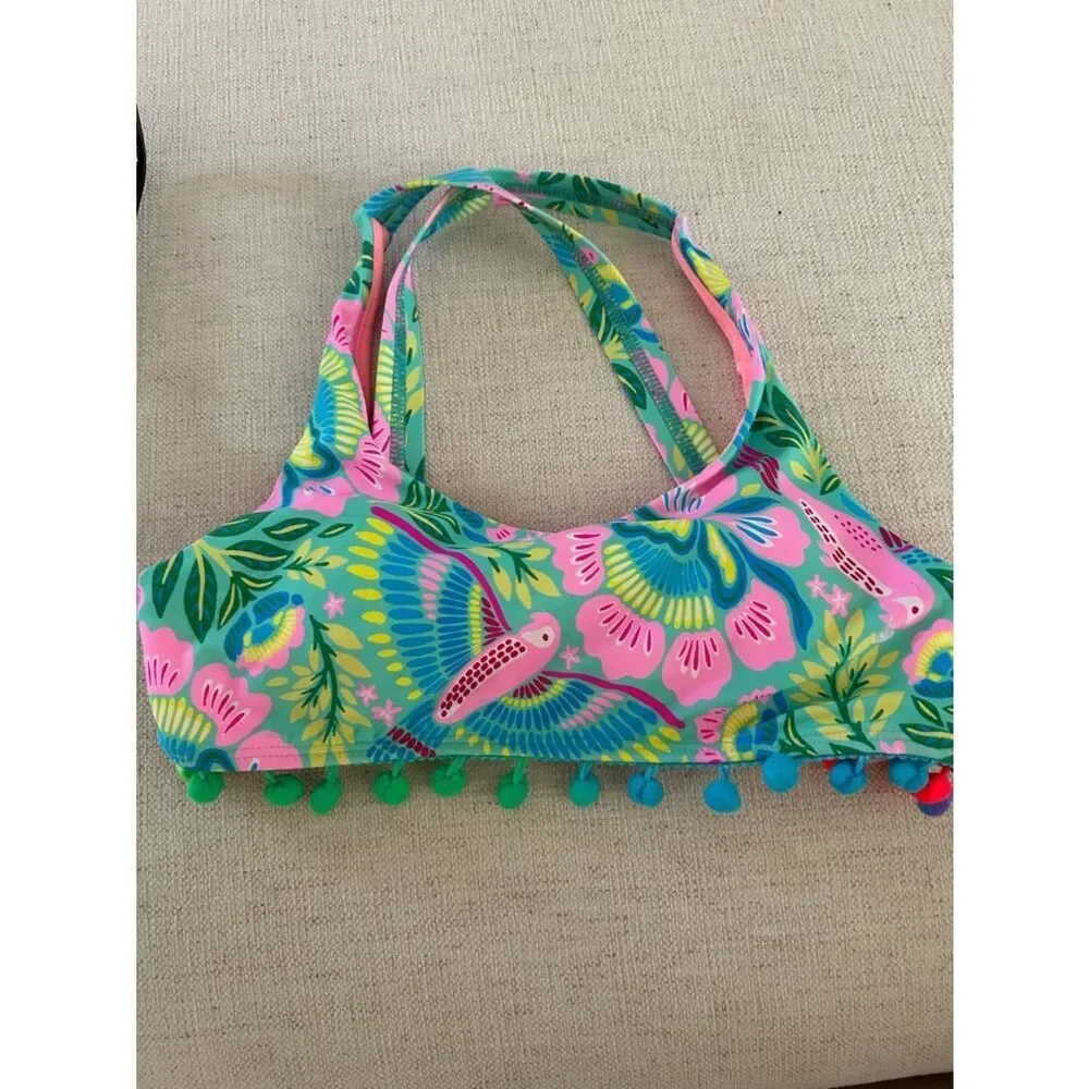 Beach Lingo 2 Piece Swimsuit Floral Pink Tropical Bikini,  Size 12 Girls NWOT